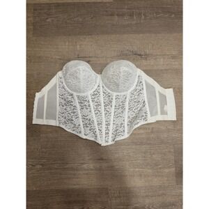 Valmont Vintage White Lace Corset 38DD Bustier Bridal Sexy
